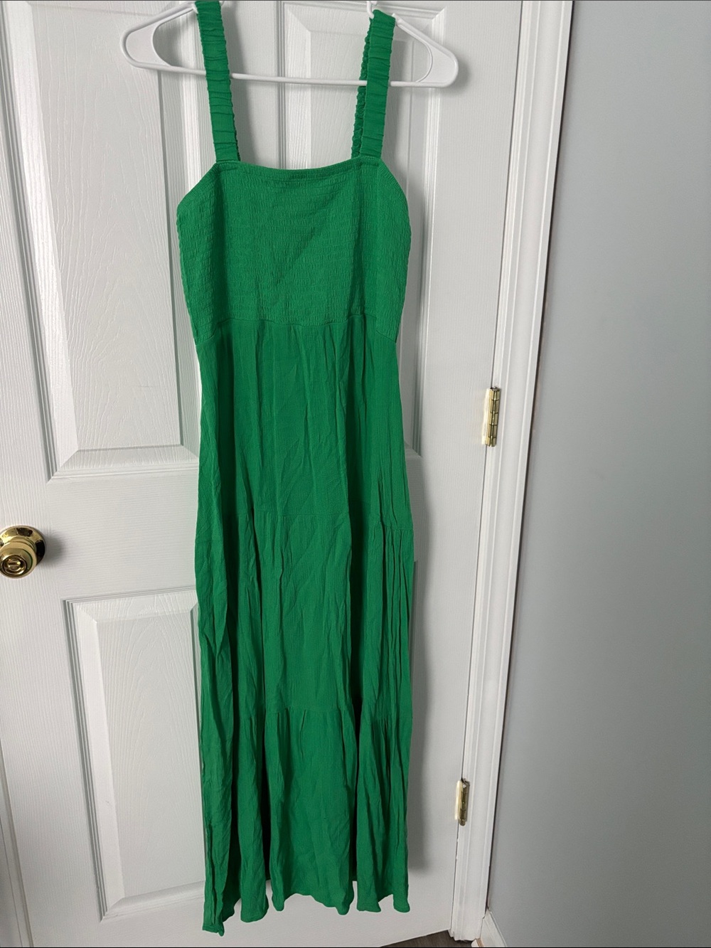 Green Maxi Sundress with Smocked Bodice